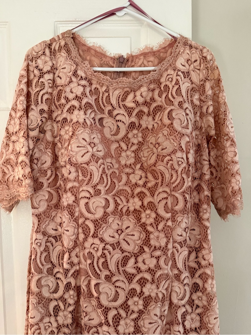 JVN by Jovani Dusty Rose Floral Lace Shift Dress